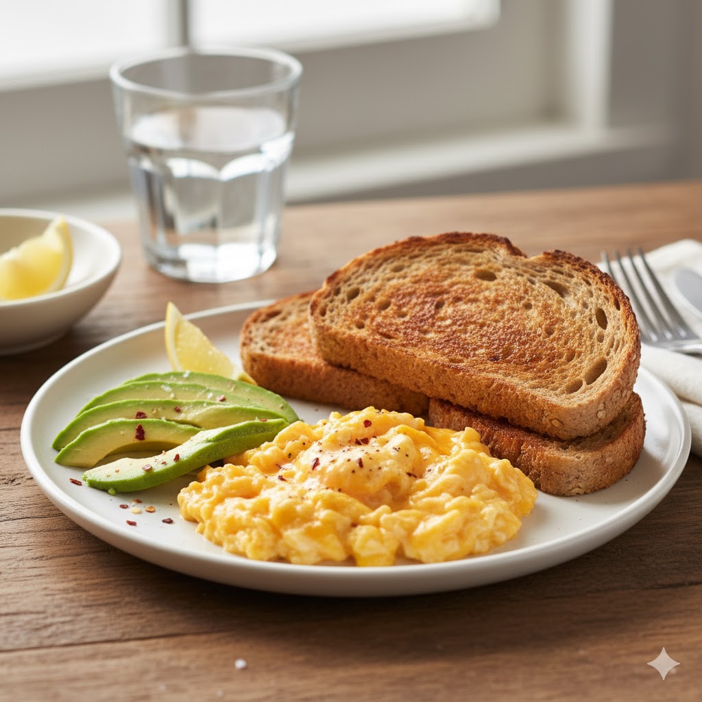 Protein-rich breakfast to prevent morning glucose spikes.